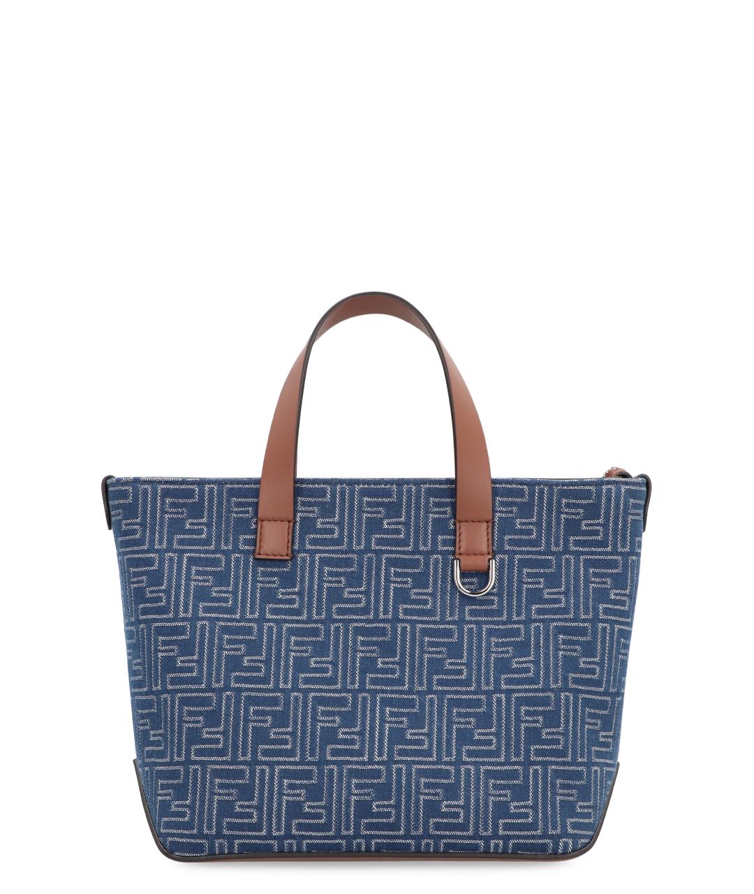 FENDI Синяя хлопковая сумка тоут, фото 1
