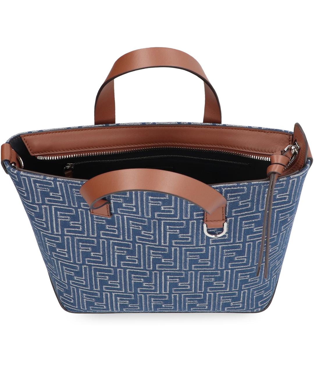 FENDI Синяя хлопковая сумка тоут, фото 5