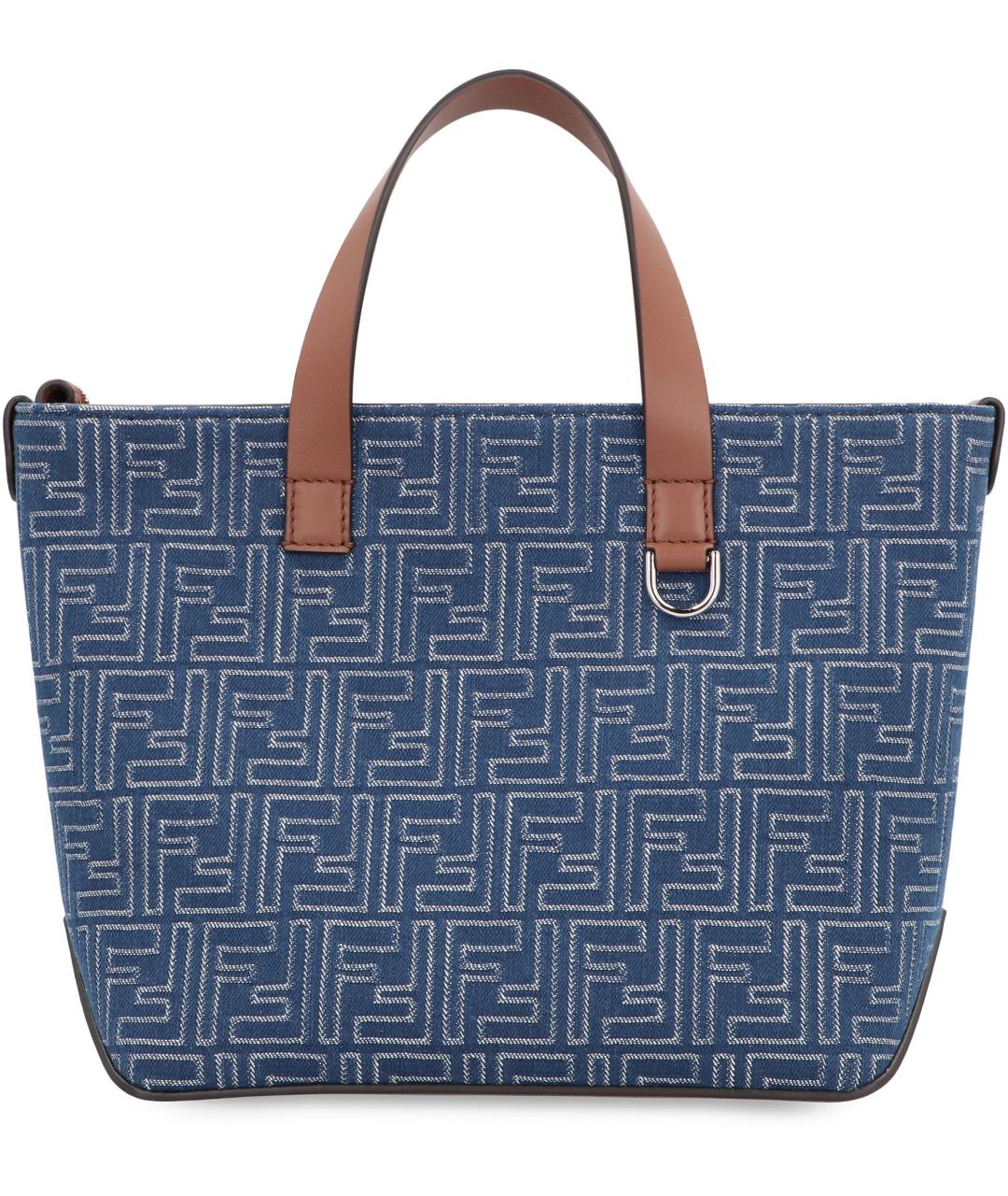 FENDI Синяя хлопковая сумка тоут, фото 4