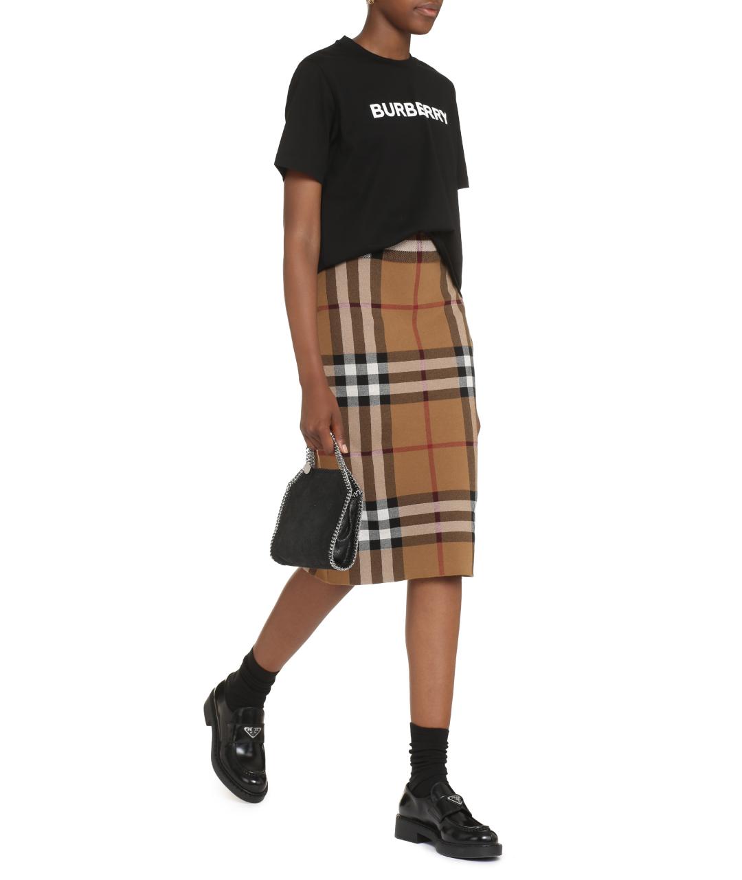 BURBERRY Черная хлопковая футболка, фото 3
