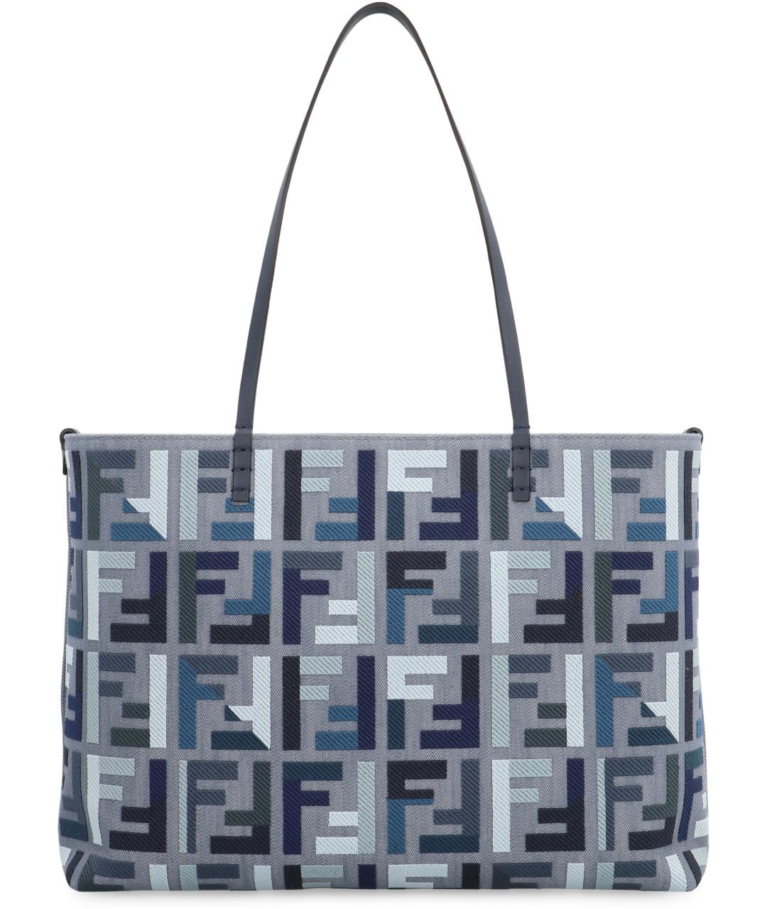 FENDI Синяя хлопковая сумка тоут, фото 4