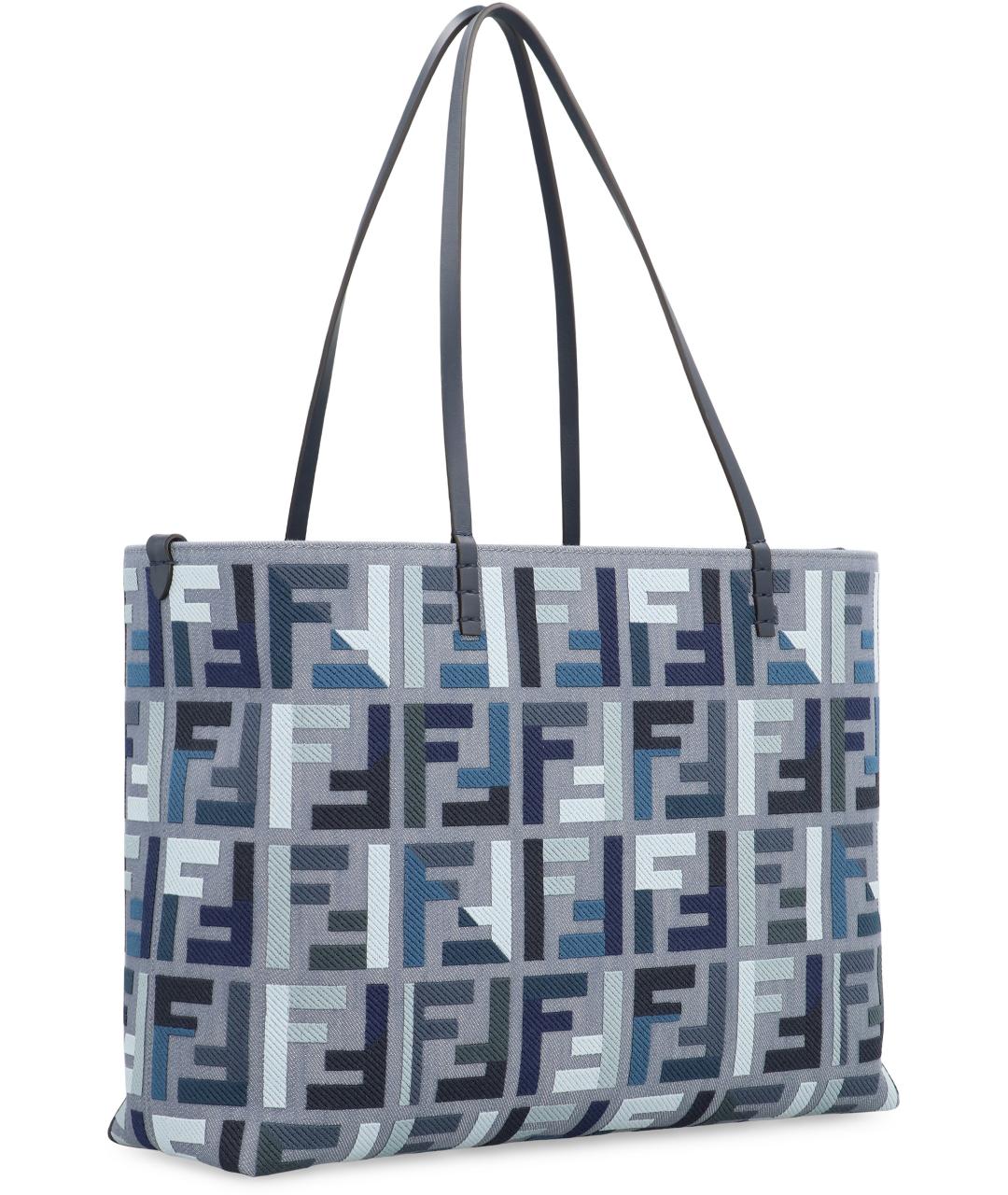 FENDI Синяя хлопковая сумка тоут, фото 3