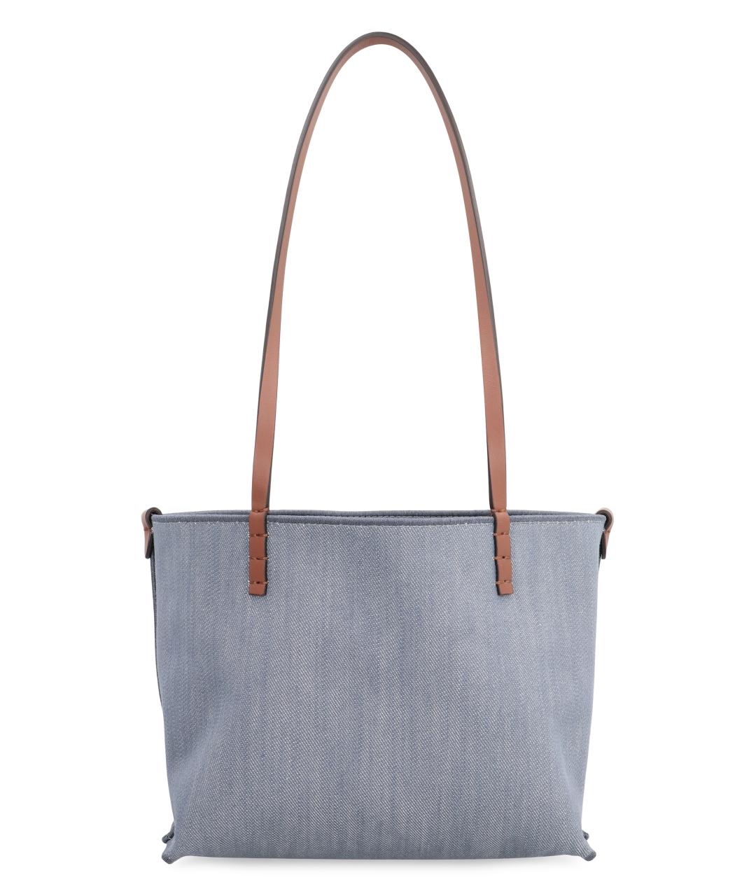 FENDI Синяя хлопковая сумка тоут, фото 5