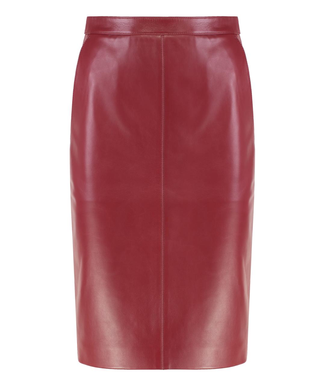 SAINT LAURENT Красная кожаная юбка миди, фото 1