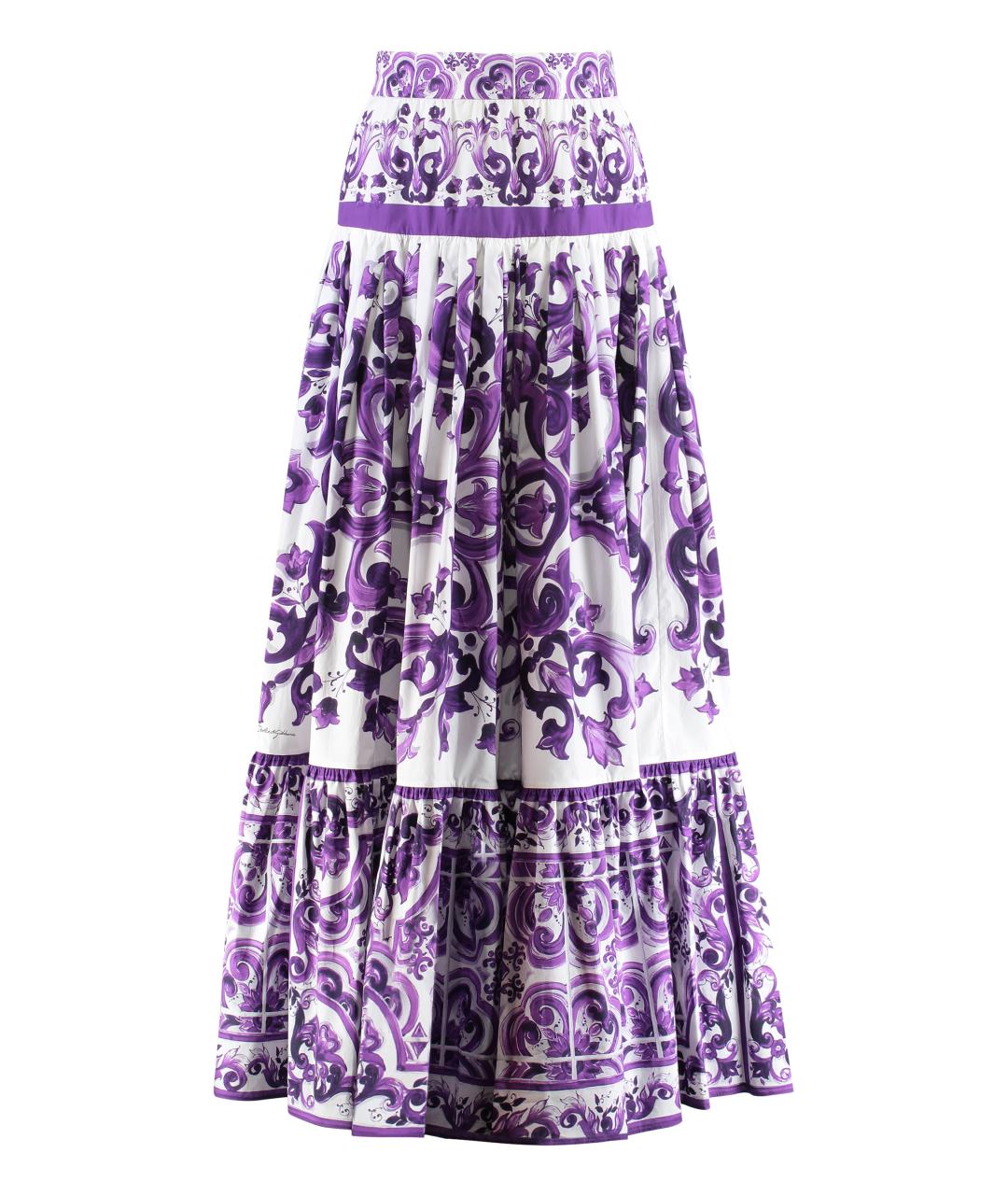 DOLCE&GABBANA Фиолетовая хлопковая юбка макси, фото 3