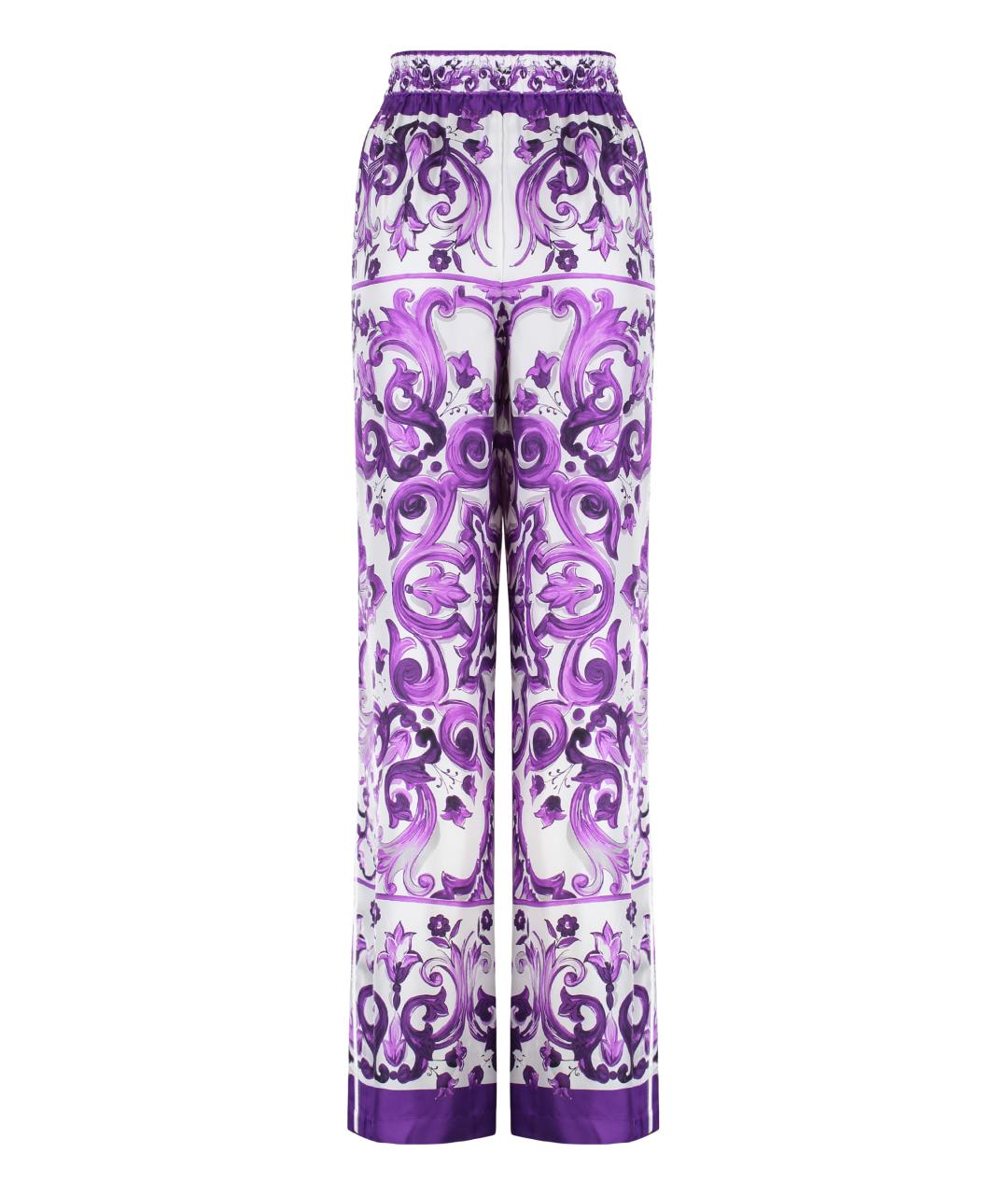 DOLCE&GABBANA Мульти шелковые прямые брюки, фото 2