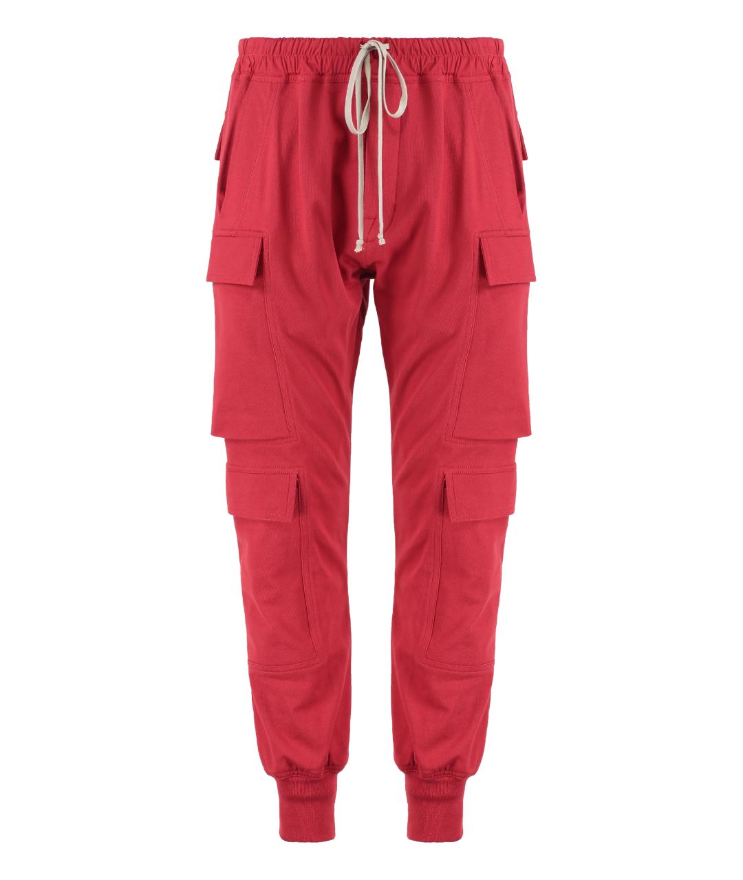 RICK OWENS Красные хлопковые повседневные брюки, фото 1