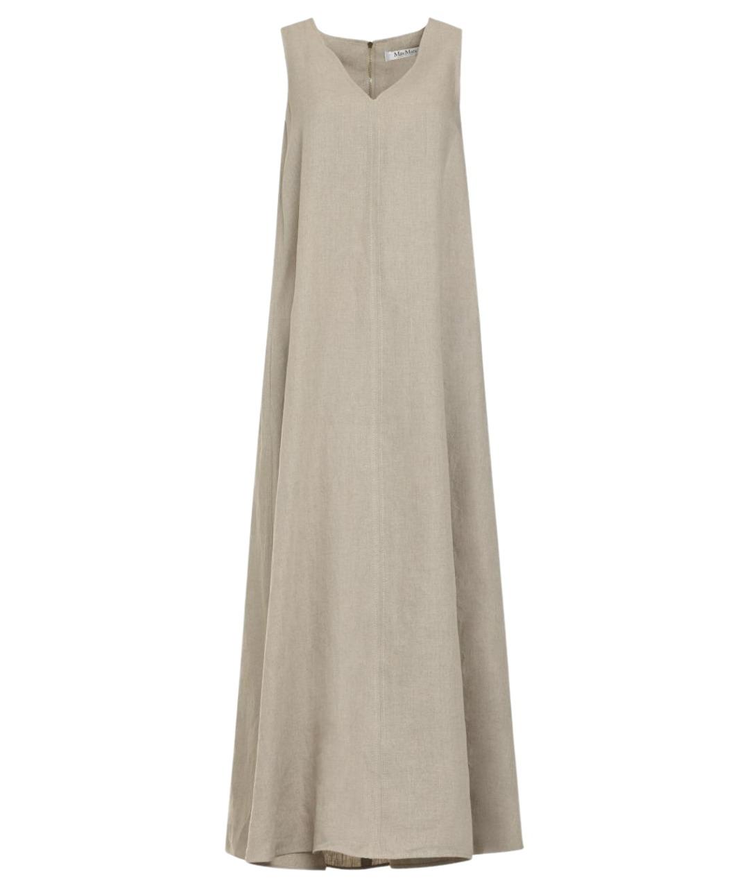 MAX MARA Бежевое льняное повседневное платье, фото 1