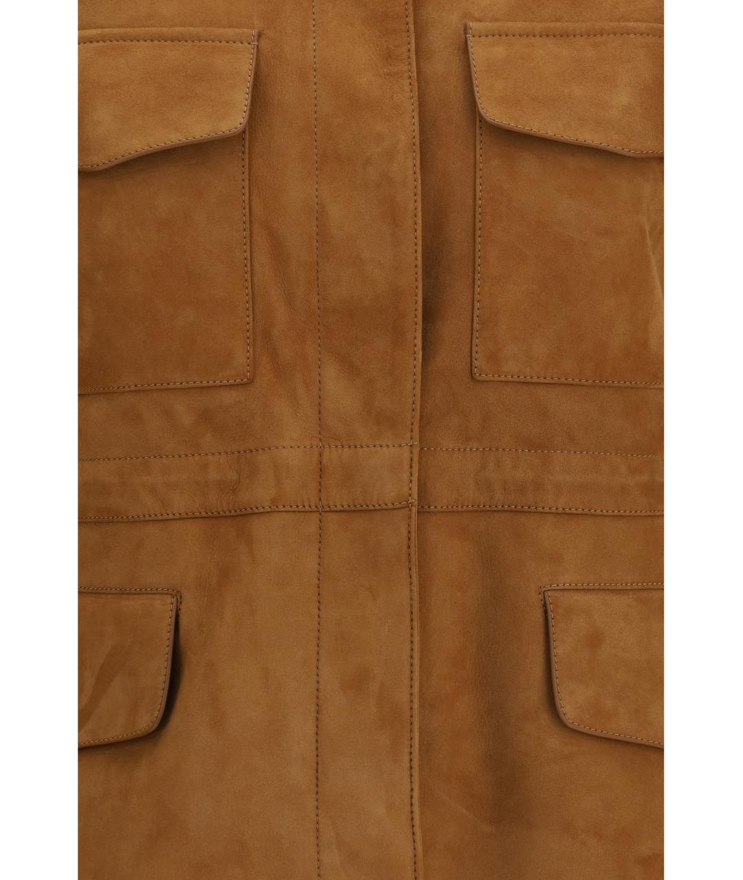 LORO PIANA Коричневая кожаная куртка, фото 3