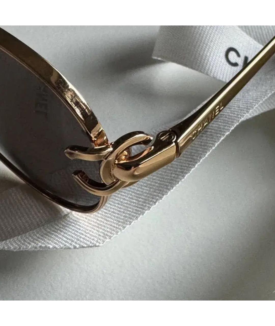 CHANEL Золотые металлические солнцезащитные очки, фото 5