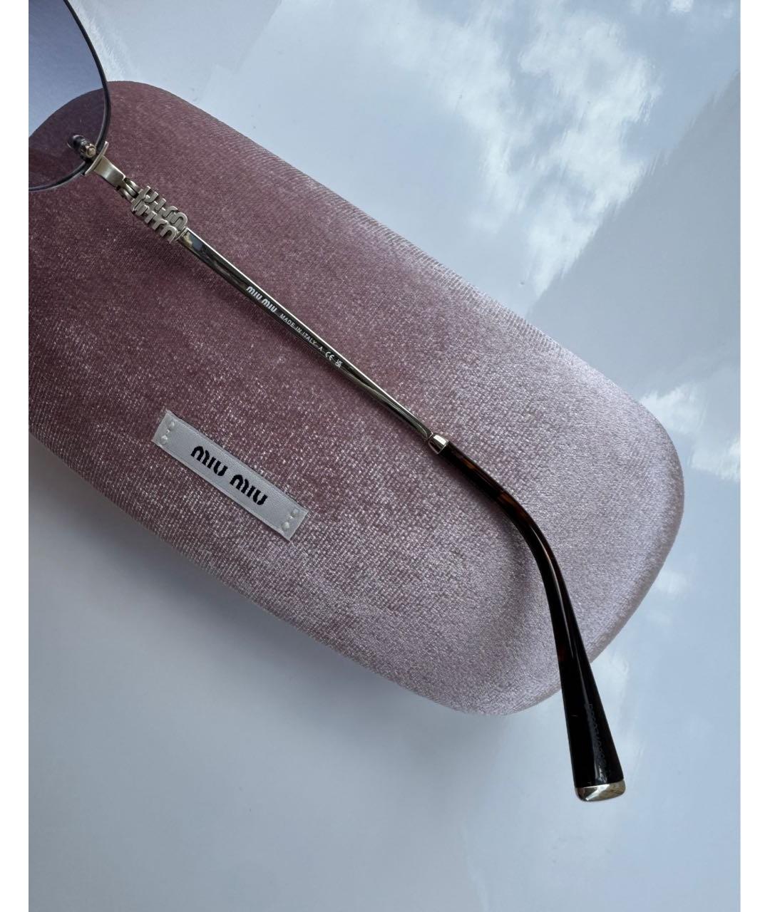 MIU MIU Голубые металлические солнцезащитные очки, фото 5