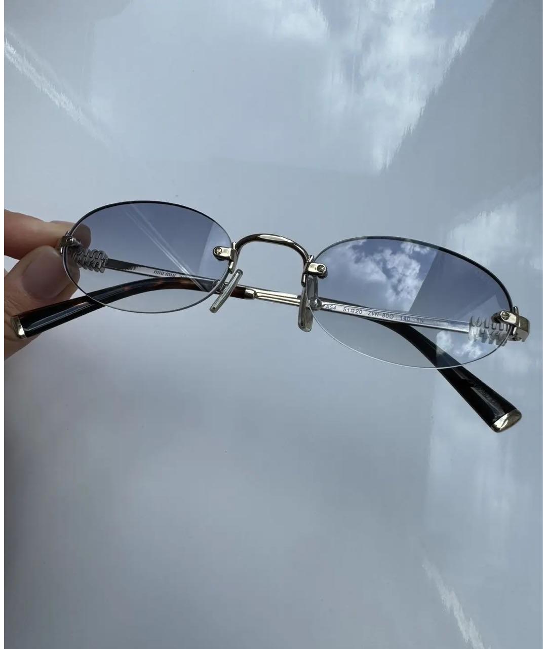 MIU MIU Голубые металлические солнцезащитные очки, фото 2
