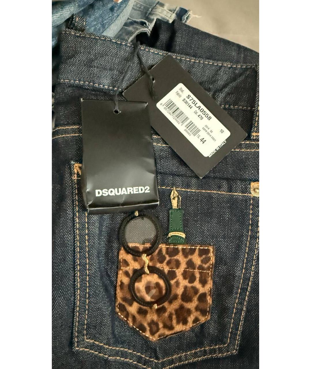 DSQUARED2 Темно-синие деним капри, фото 4