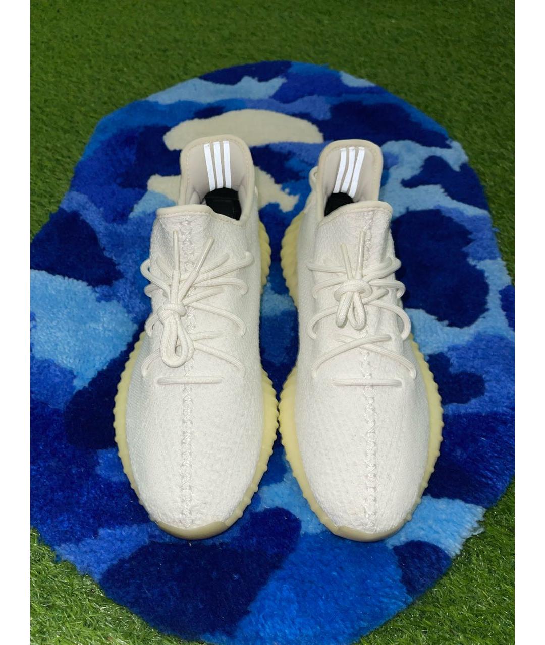 ADIDAS YEEZY Белые текстильные низкие кроссовки / кеды, фото 3