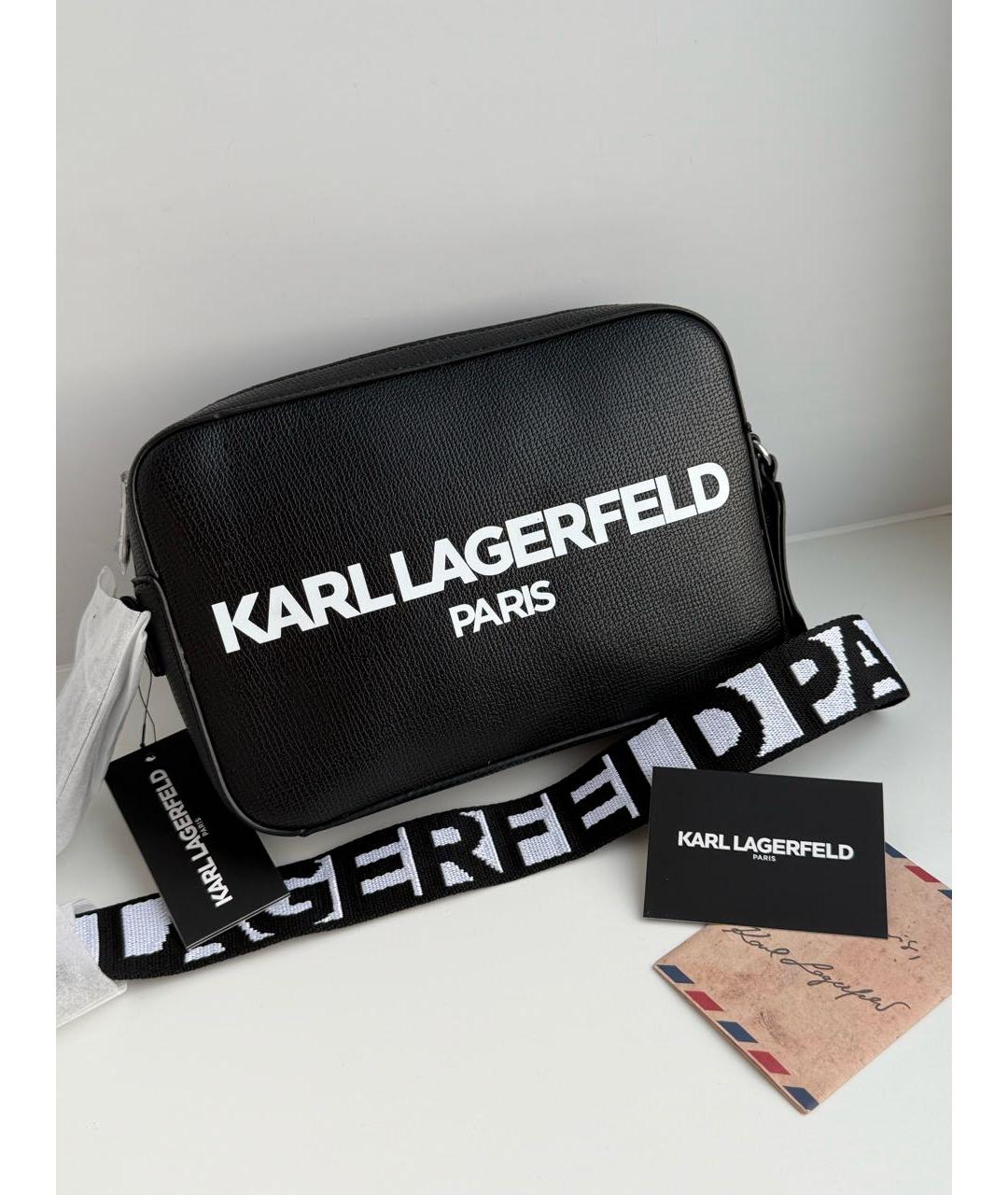 KARL LAGERFELD Черная сумка через плечо из искусственной кожи, фото 2