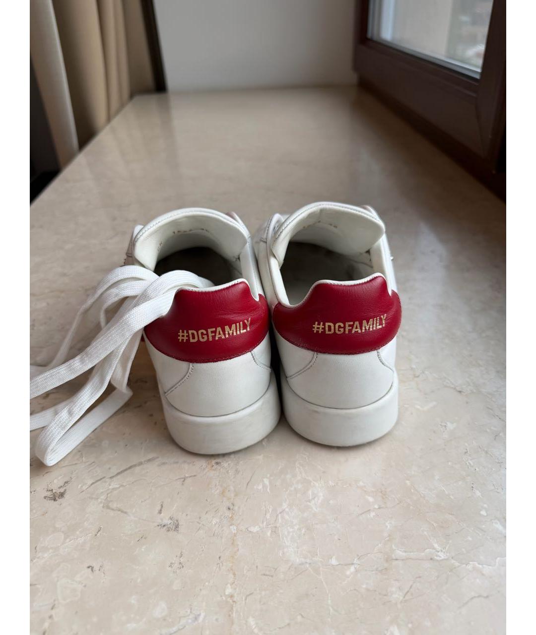 DOLCE&GABBANA Белые кожаные кеды, фото 5