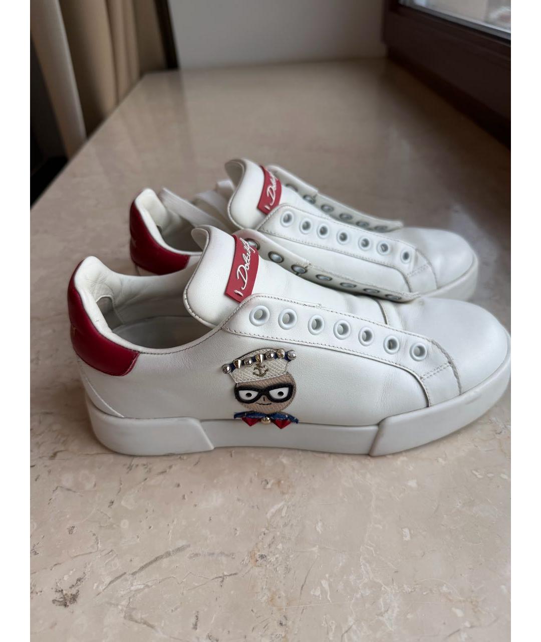 DOLCE&GABBANA Белые кожаные кеды, фото 6