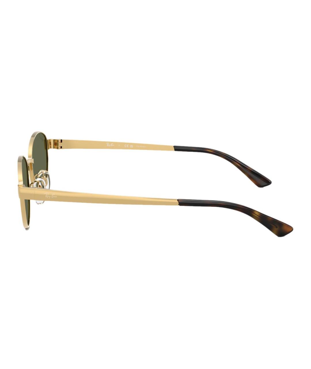 RAY BAN Золотые металлические солнцезащитные очки, фото 3