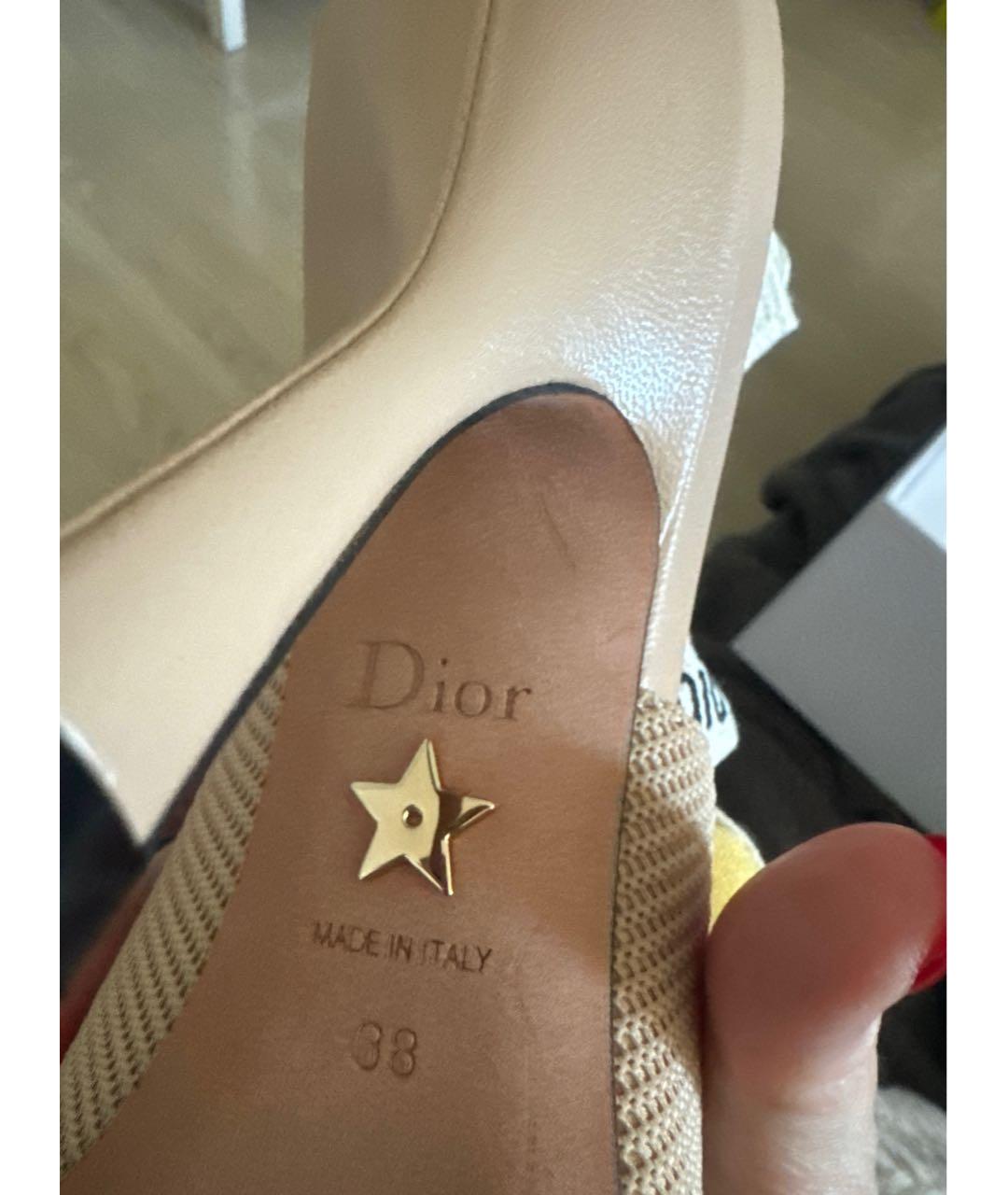 CHRISTIAN DIOR Бежевые текстильные туфли, фото 2