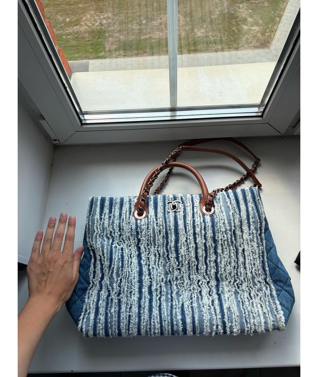 CHANEL Синяя деним сумка тоут, фото 7