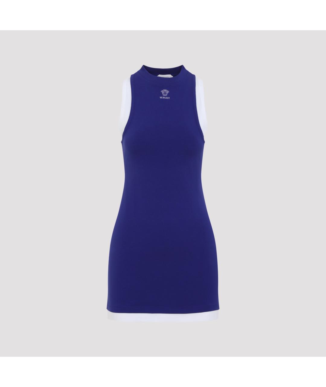 VERSACE Синее хлопковое повседневное платье, фото 2