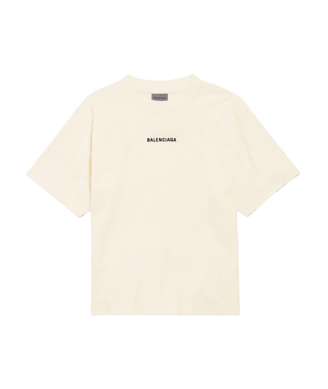 BALENCIAGA Бежевая хлопковая футболка, фото 1
