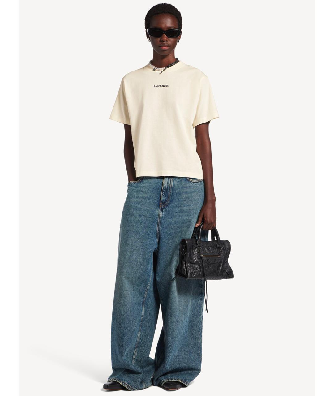 BALENCIAGA Бежевая хлопковая футболка, фото 2
