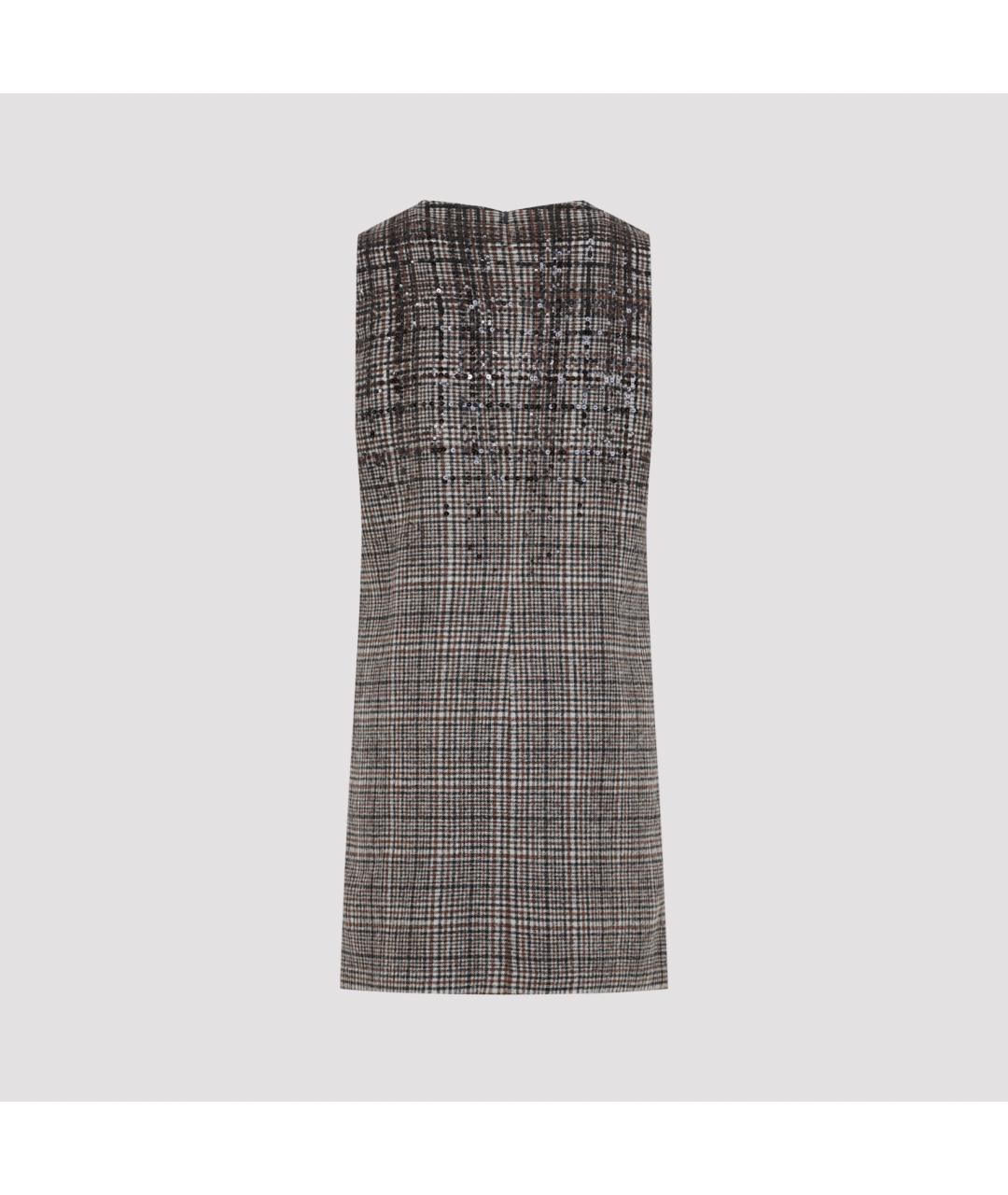 BRUNELLO CUCINELLI Коричневое шерстяное повседневное платье, фото 2