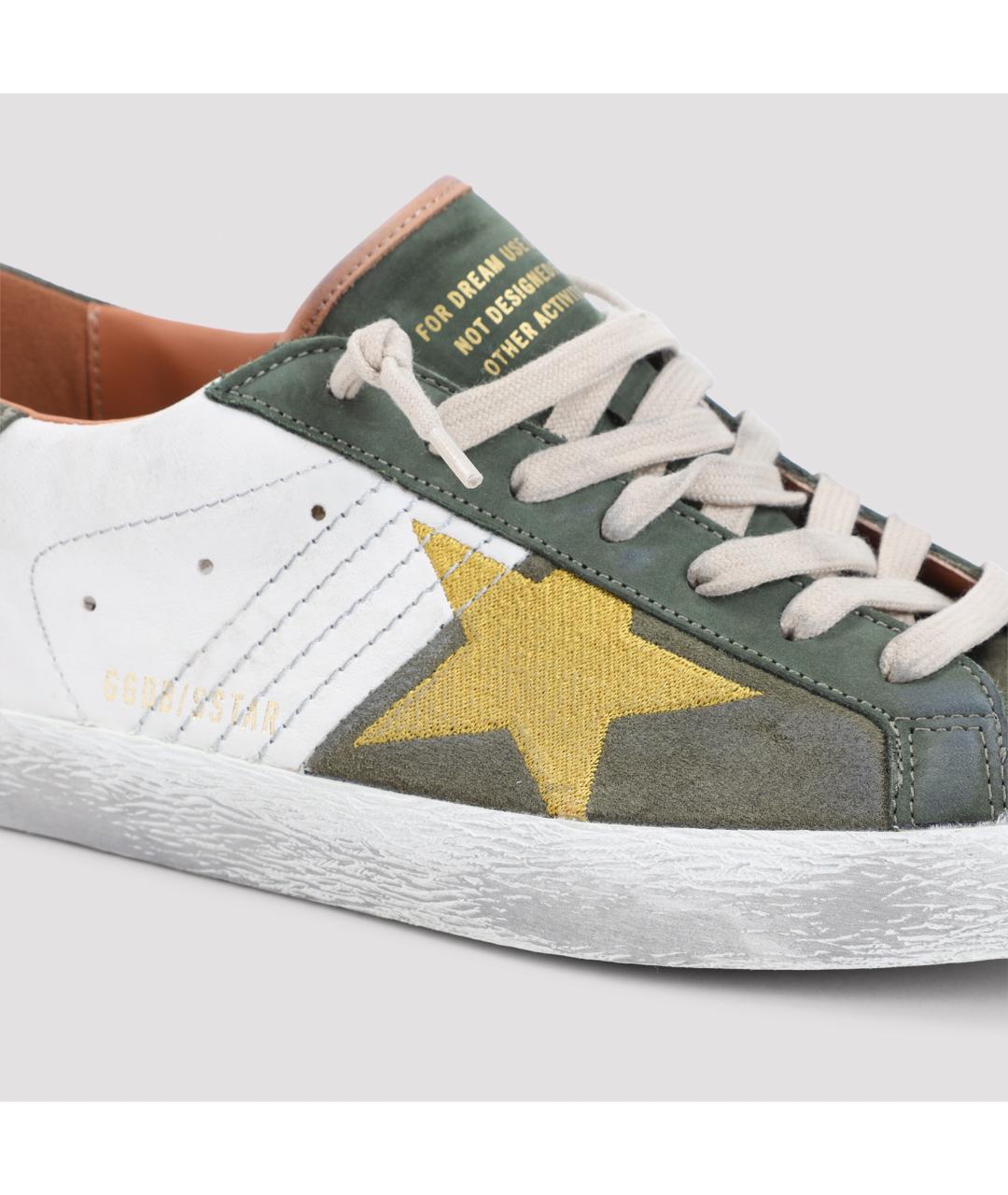 GOLDEN GOOSE Зеленые кожаные низкие кроссовки / кеды, фото 4