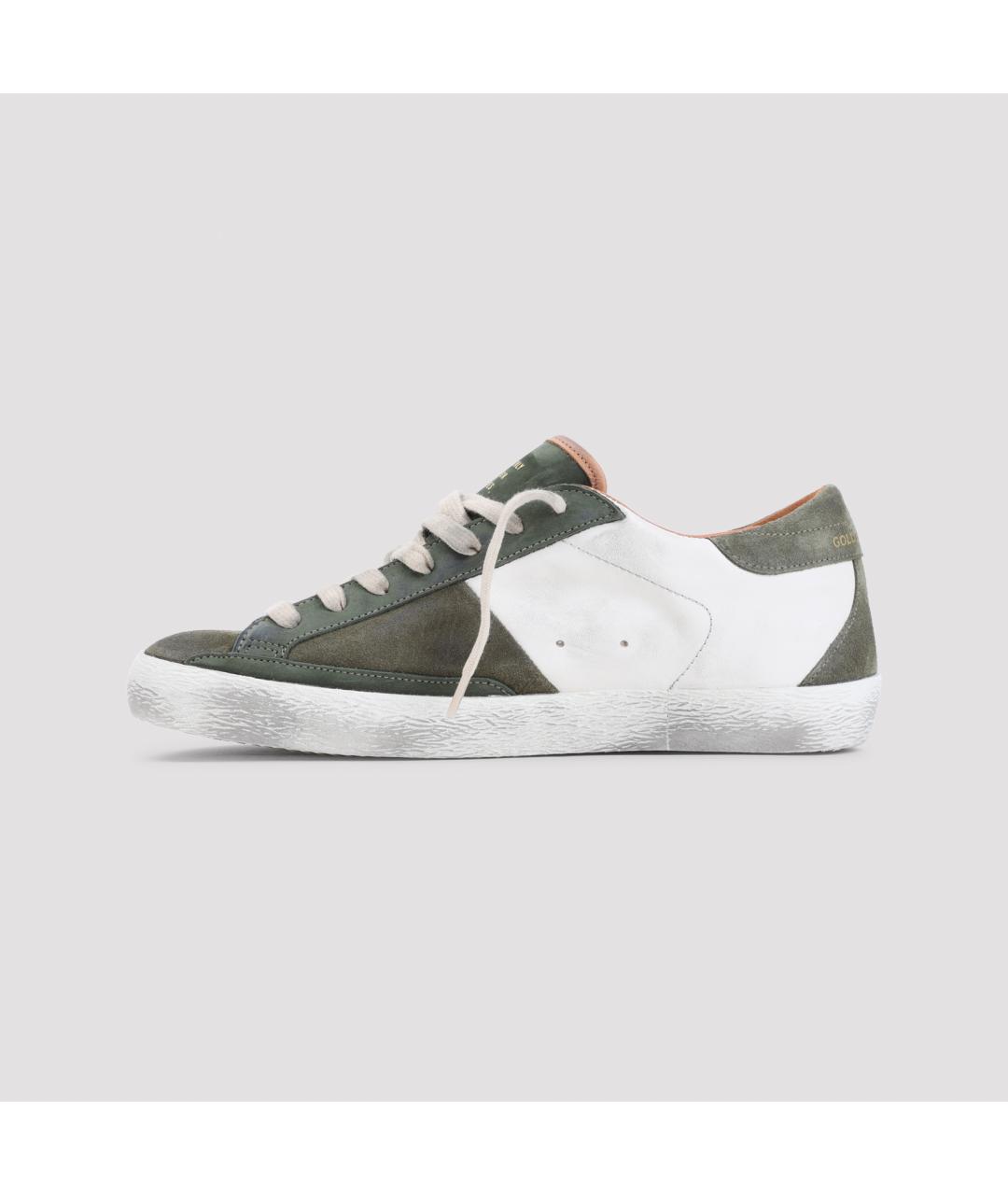 GOLDEN GOOSE Зеленые кожаные низкие кроссовки / кеды, фото 2