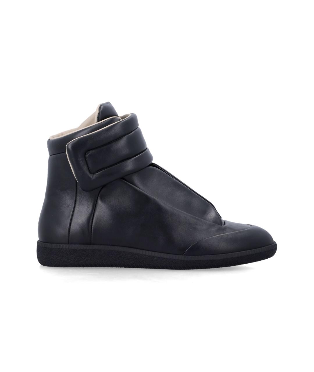 MAISON MARGIELA Черные кожаные высокие кроссовки / кеды, фото 1