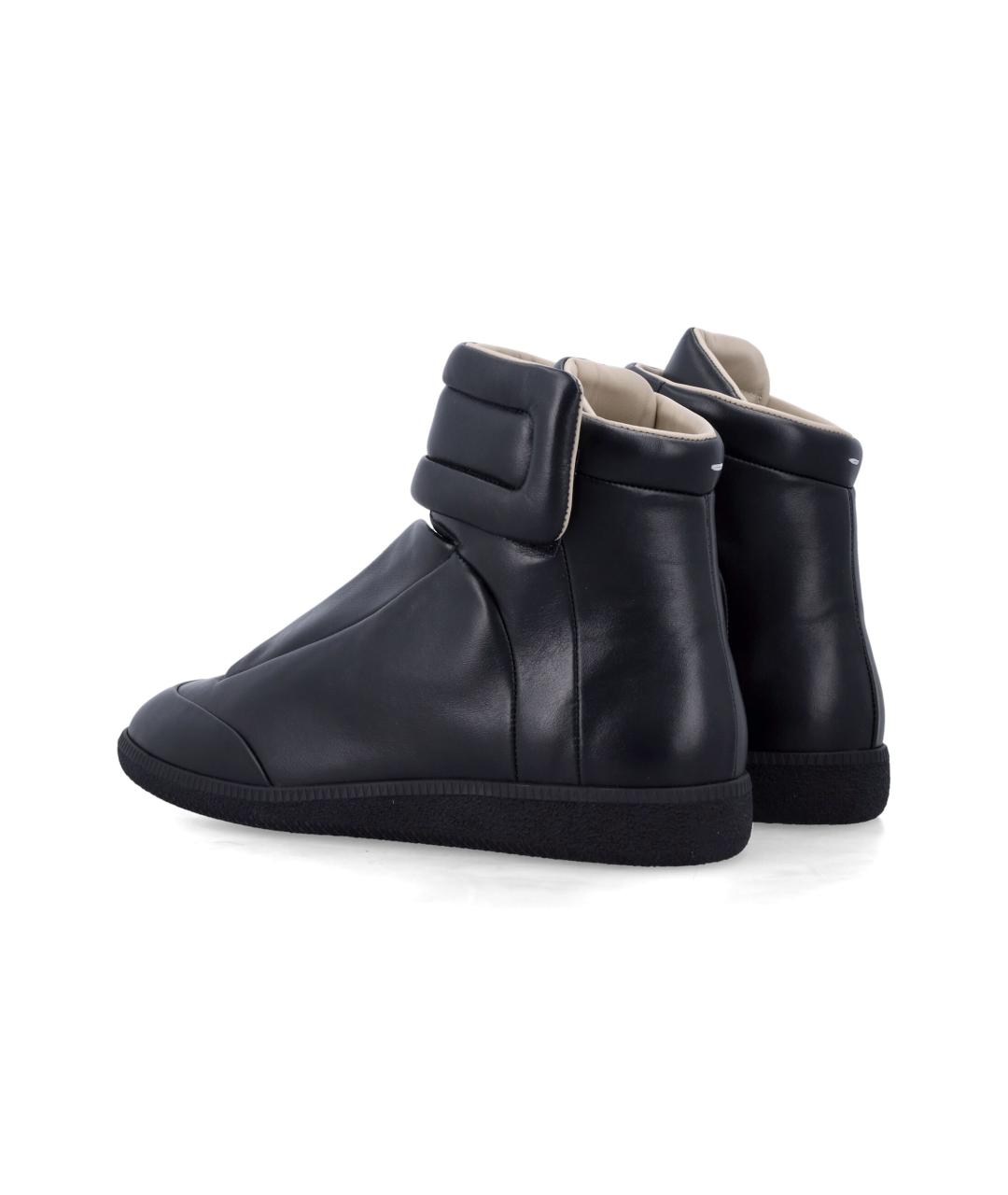 MAISON MARGIELA Черные кожаные высокие кроссовки / кеды, фото 4