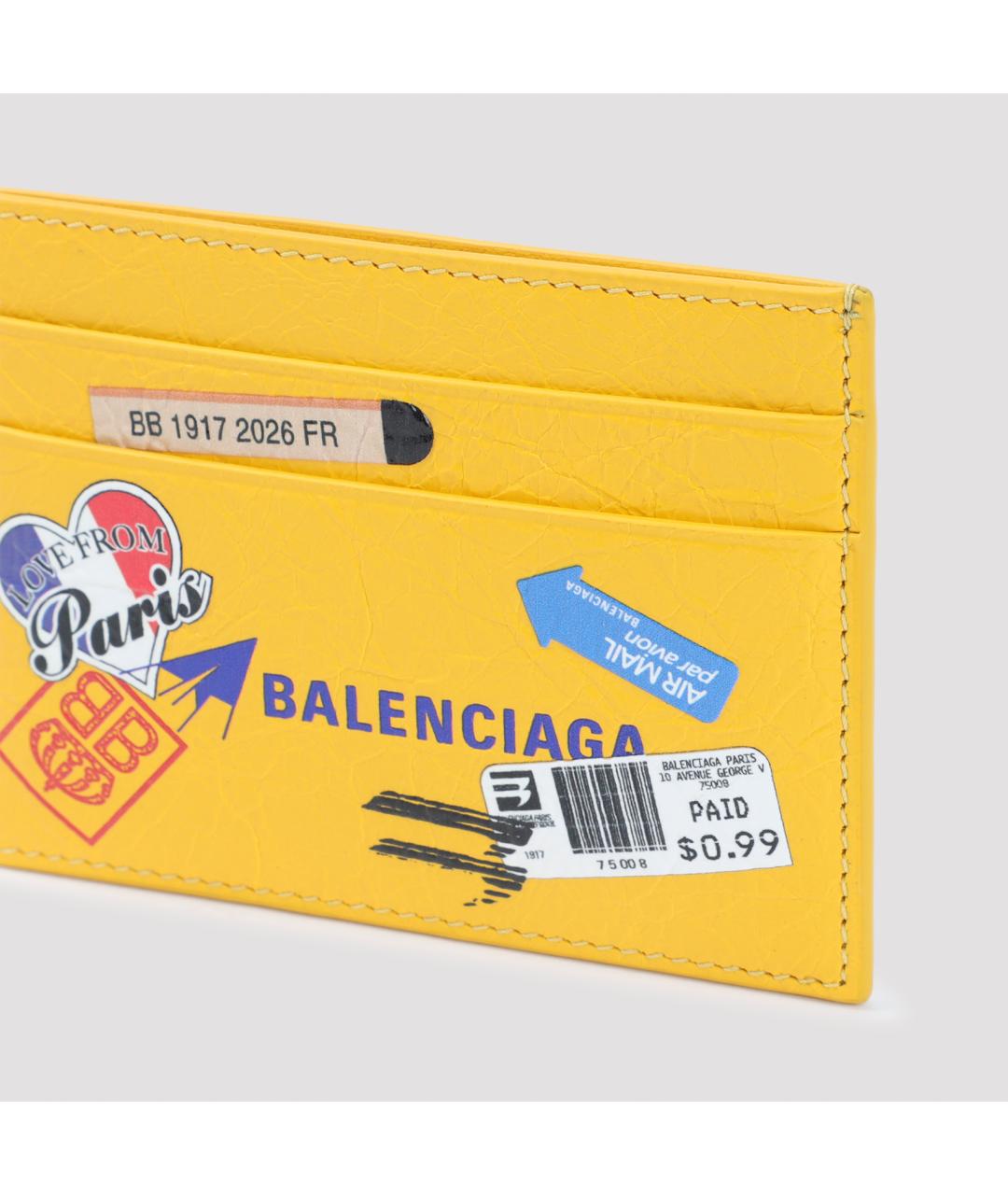 BALENCIAGA Желтый кожаный кардхолдер, фото 4