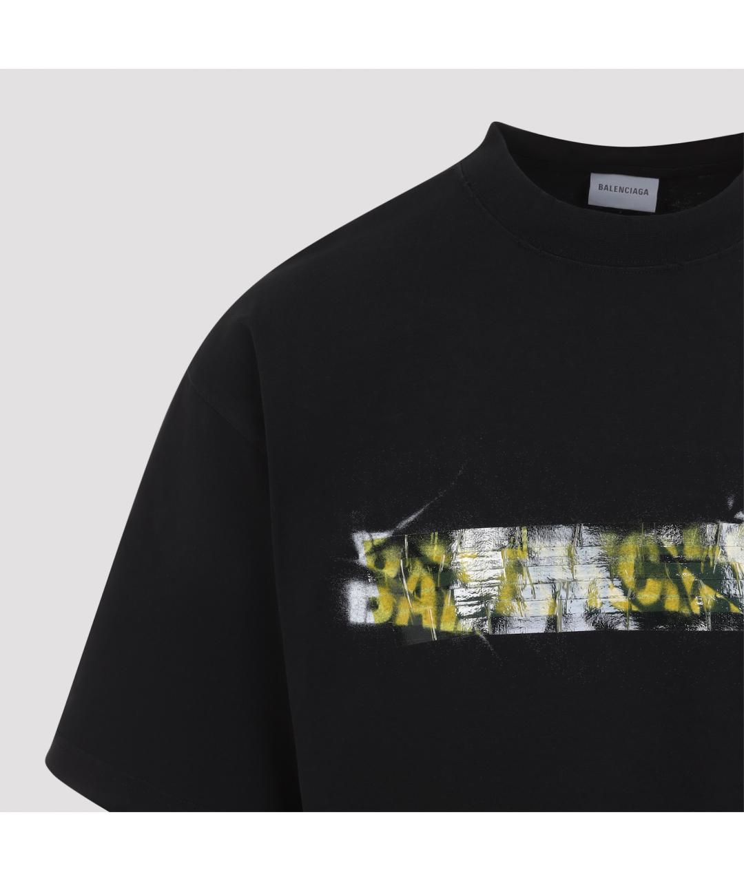 BALENCIAGA Черная хлопковая футболка, фото 4