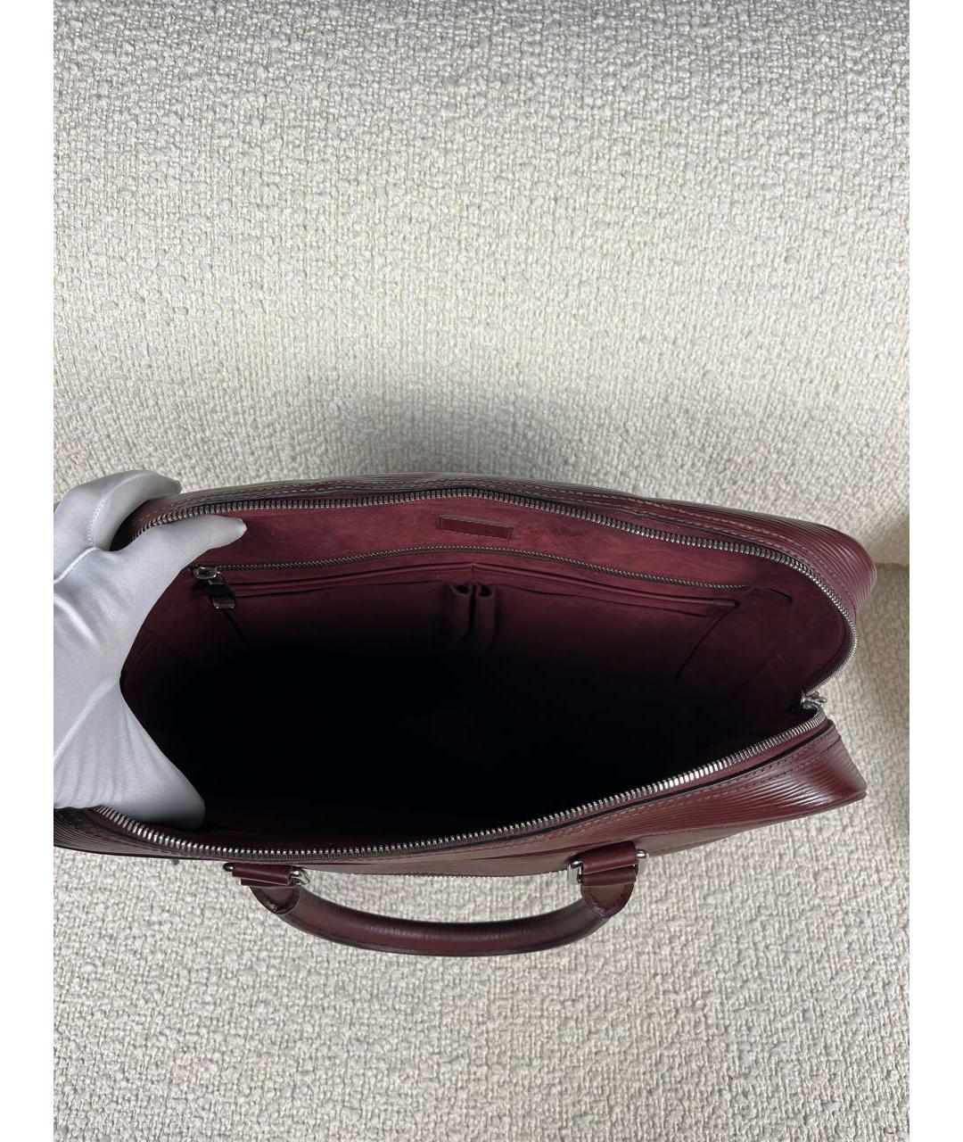 LOUIS VUITTON Коричневый кожаный портфель, фото 4