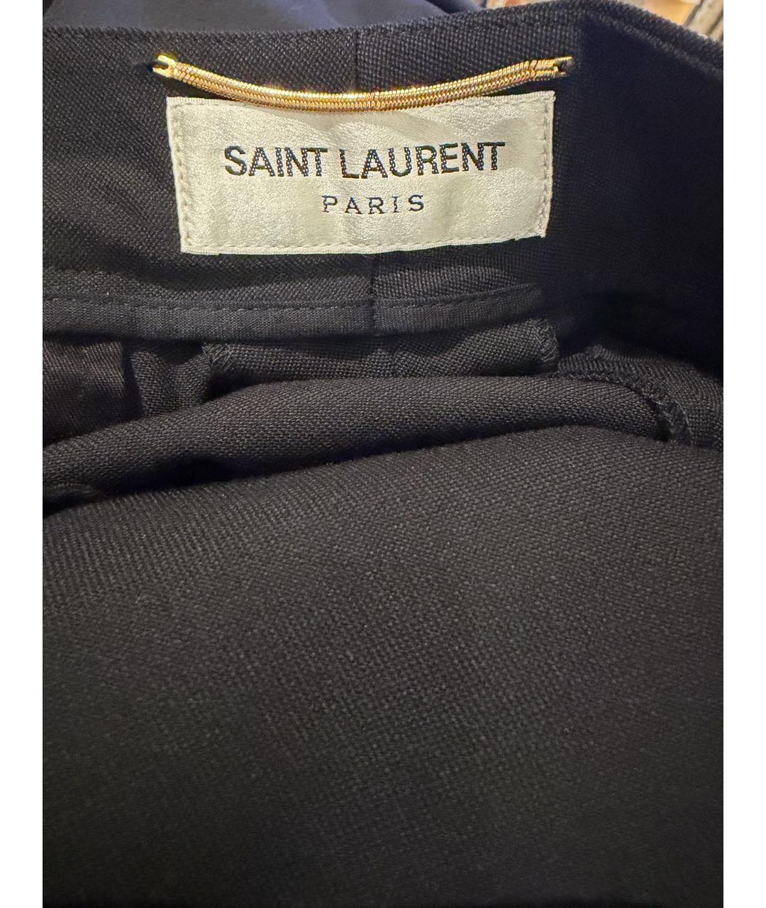 SAINT LAURENT Черные шерстяные прямые брюки, фото 5