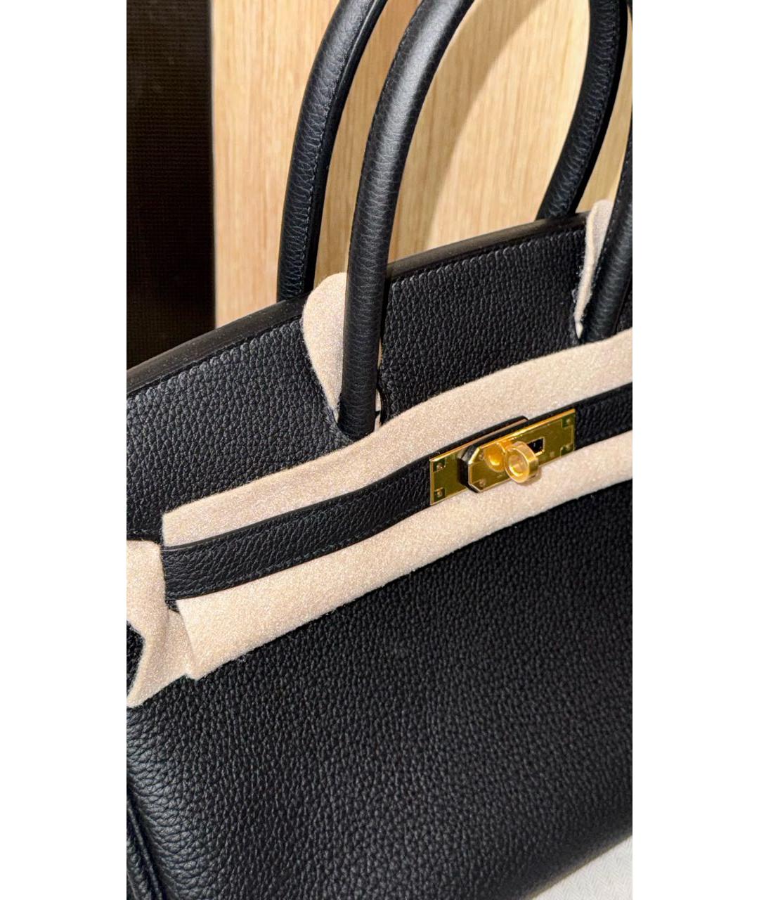 HERMES Черная кожаная сумка с короткими ручками, фото 4