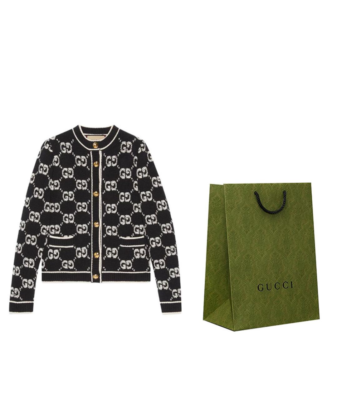 GUCCI Черный шерстяной кардиган, фото 4