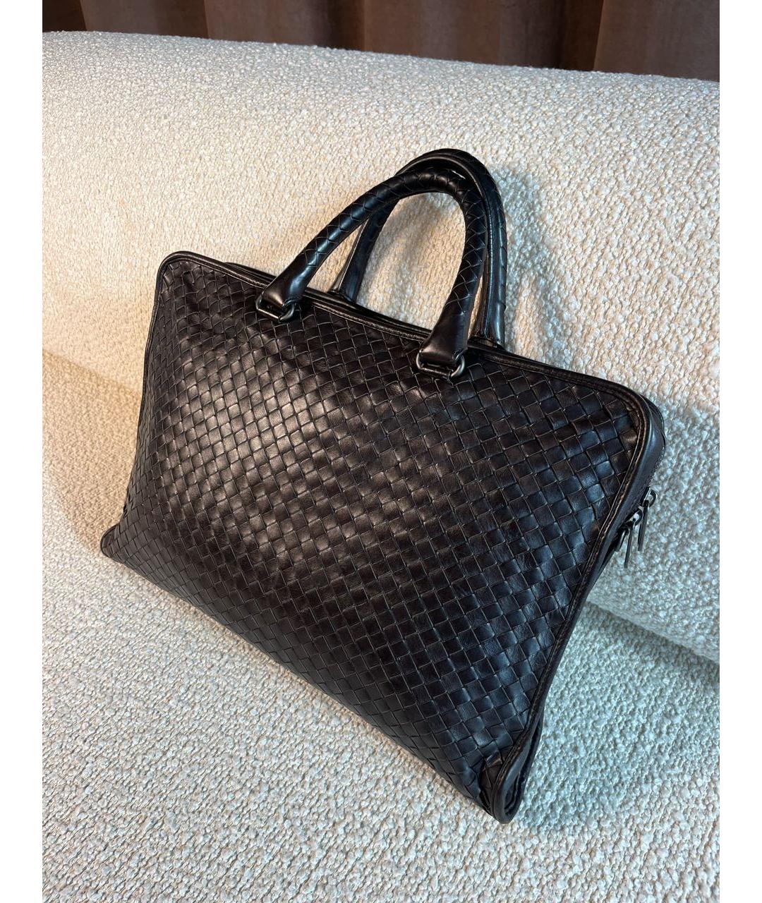 BOTTEGA VENETA Коричневый кожаный портфель, фото 5