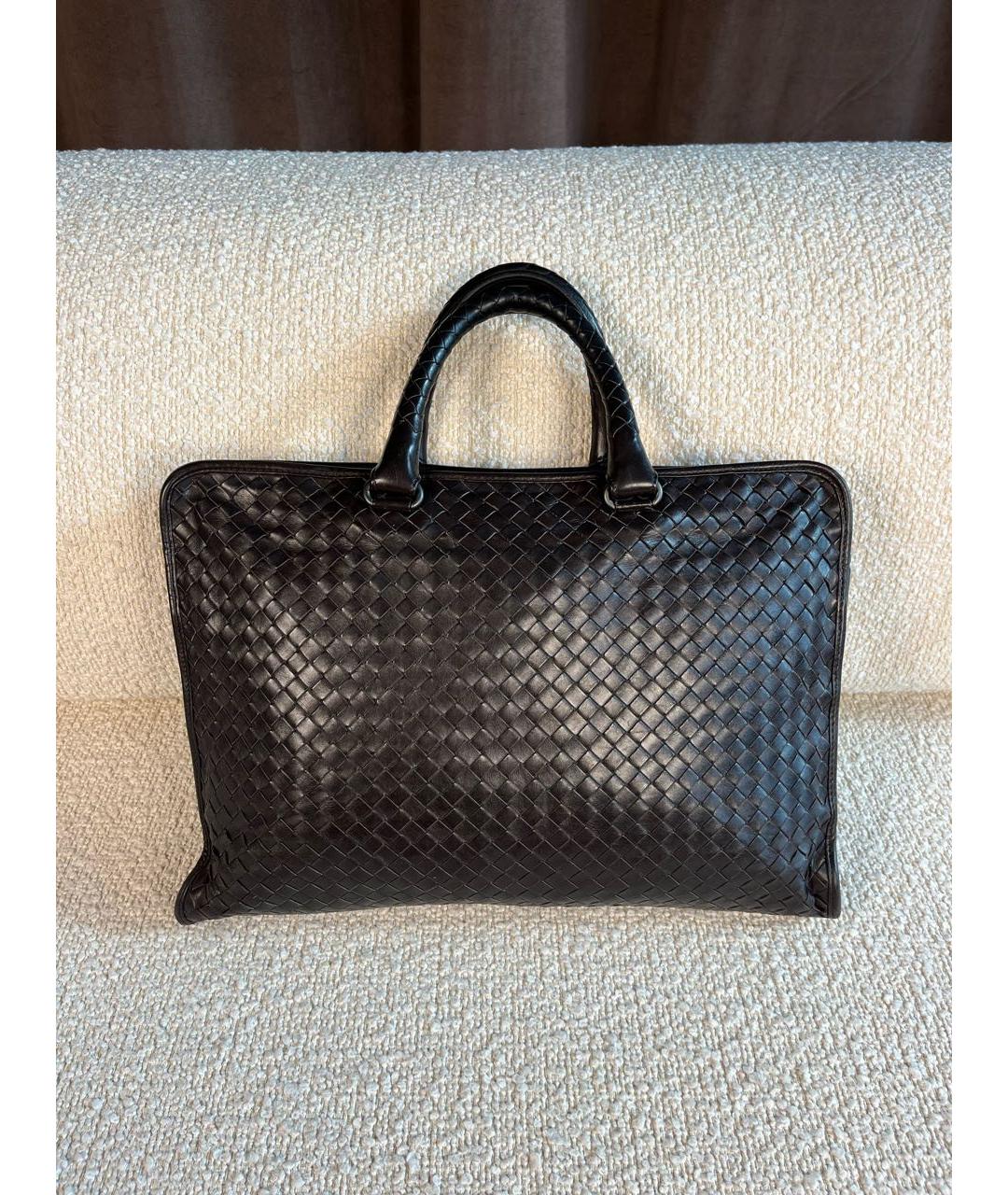 BOTTEGA VENETA Коричневый кожаный портфель, фото 9