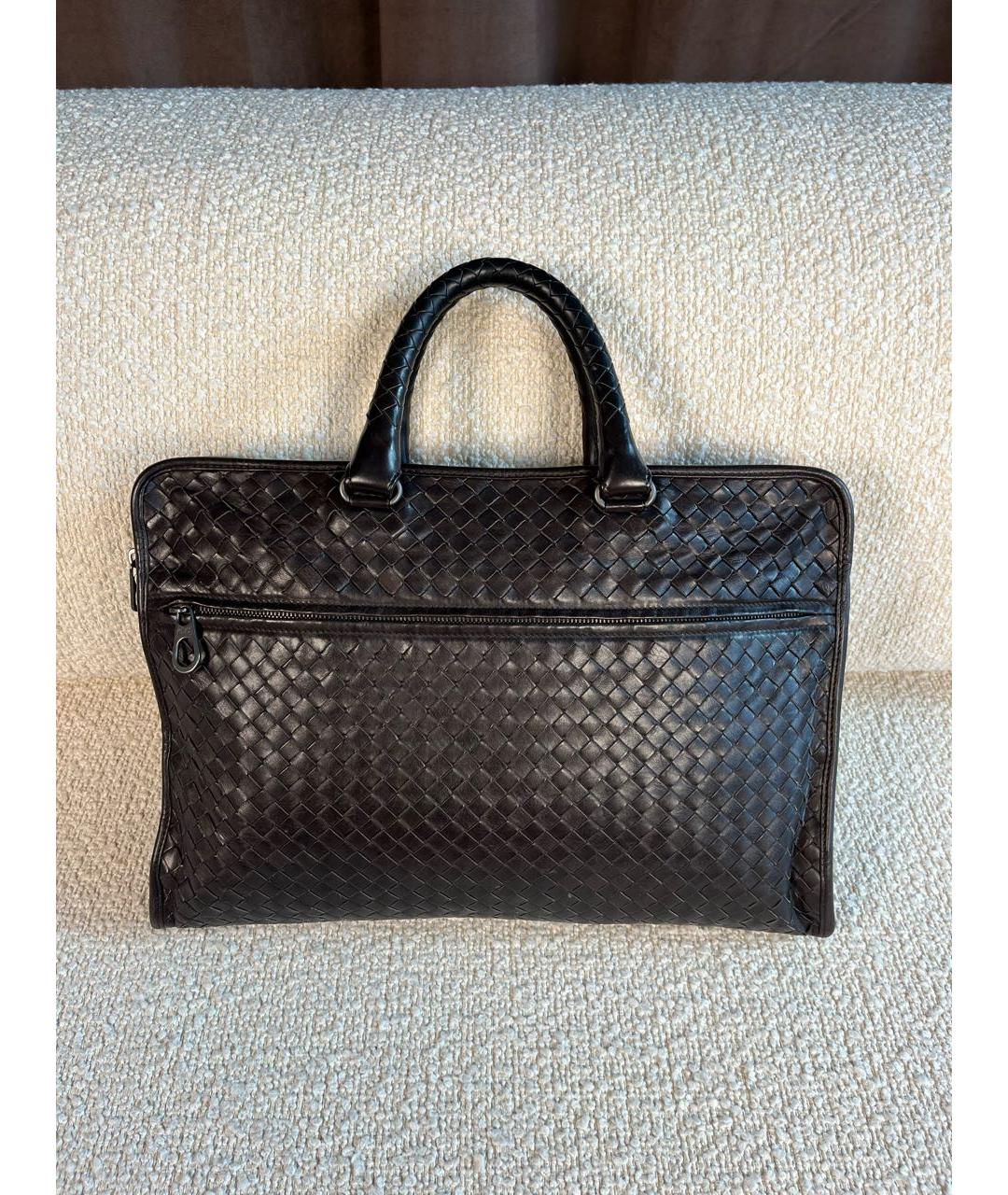 BOTTEGA VENETA Коричневый кожаный портфель, фото 3