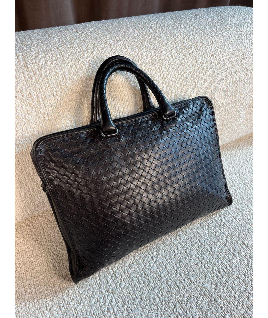 BOTTEGA VENETA Коричневый кожаный портфель, фото 2