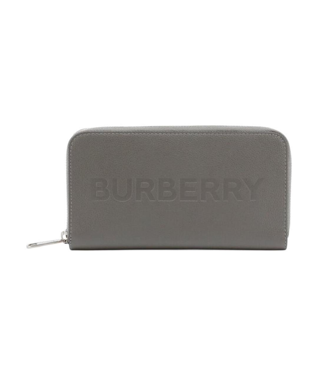 BURBERRY Серый кожаный кошелек, фото 1
