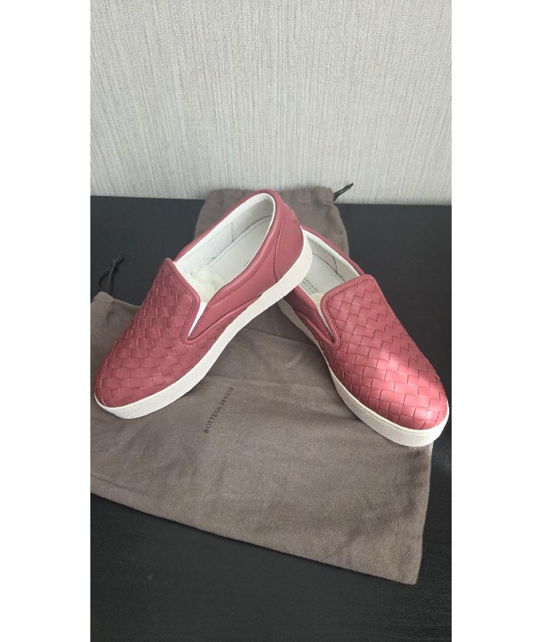 BOTTEGA VENETA Розовые кожаные слипоны, фото 6