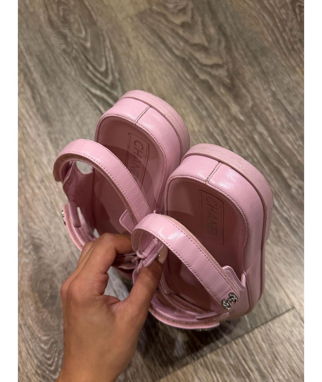 CHANEL Розовые кожаные босоножки, фото 6