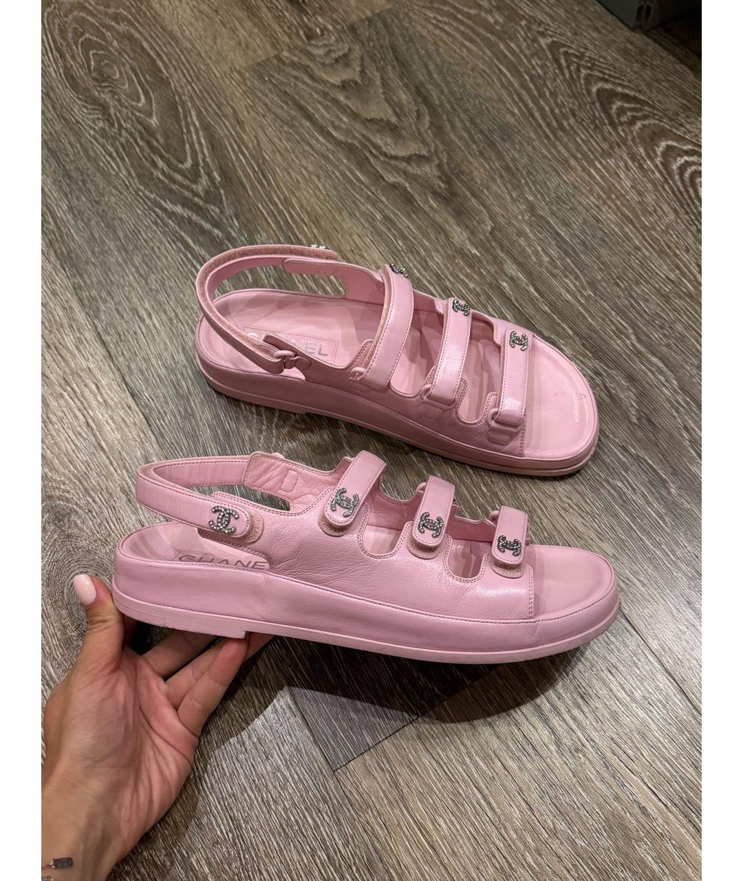 CHANEL Розовые кожаные босоножки, фото 8