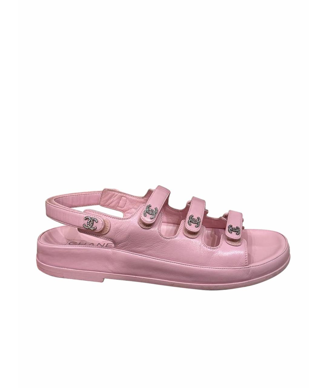 CHANEL Розовые кожаные босоножки, фото 1