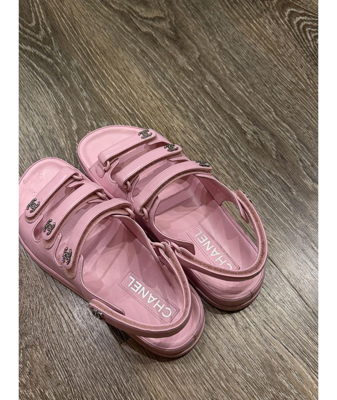 CHANEL Розовые кожаные босоножки, фото 7