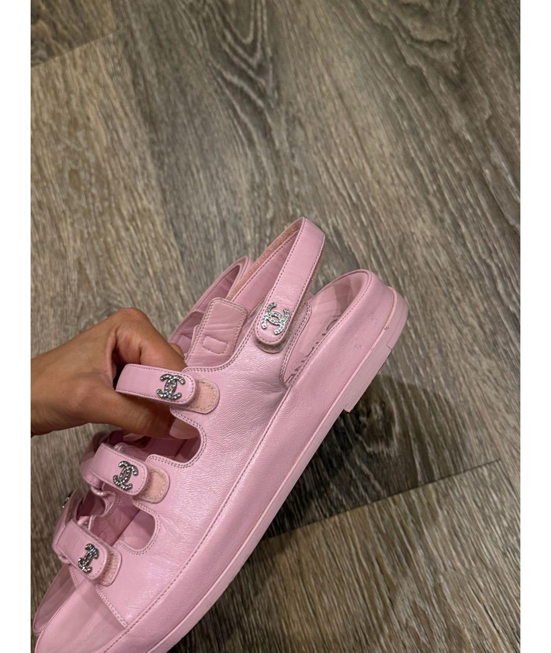 CHANEL Розовые кожаные босоножки, фото 5