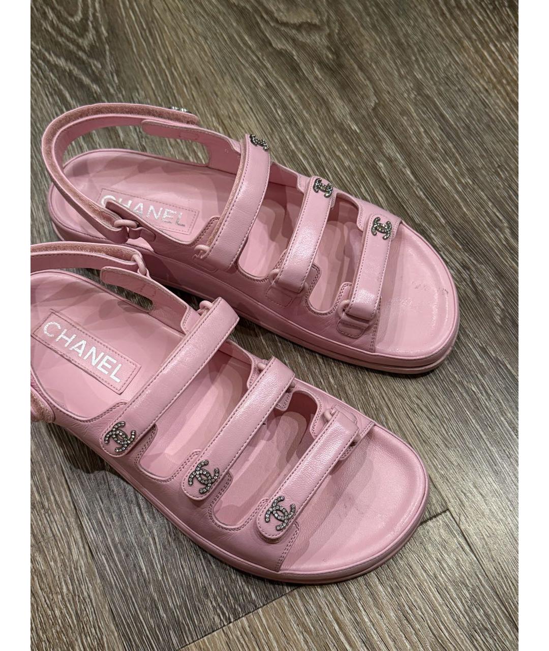 CHANEL Розовые кожаные босоножки, фото 2